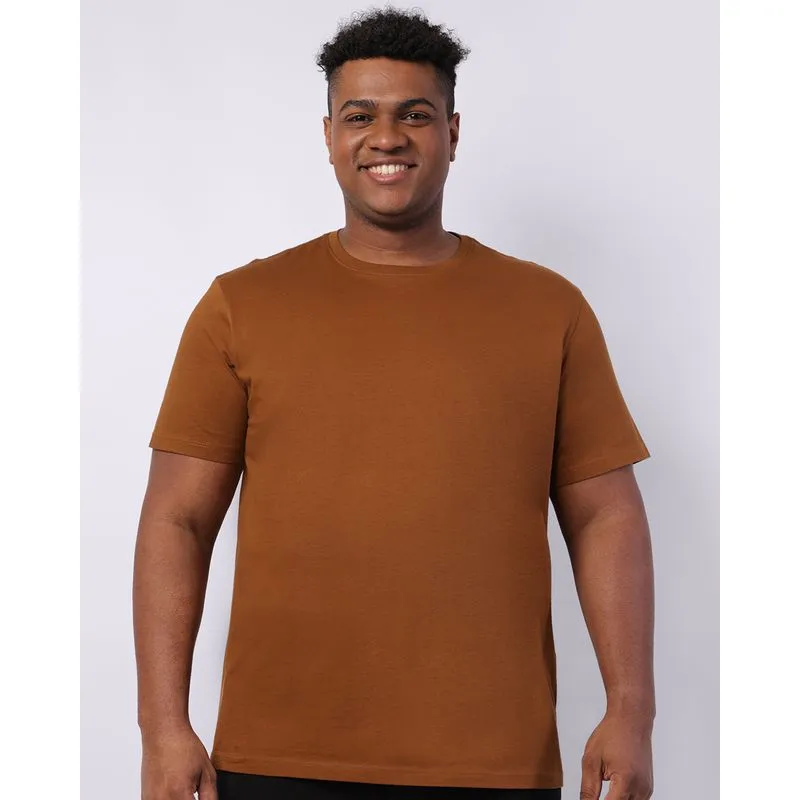 Camiseta Masculina Básica Algodão Peruano Manga Curta Marrom G2