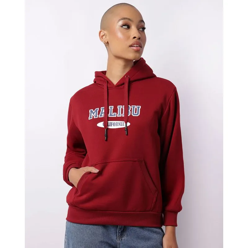 Blusão Moletom Feminino Bolso Canguru Com Capuz Vermelho GG