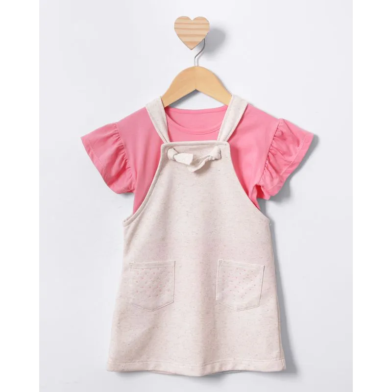Conjunto Bebê Salopete Moletinho Strass Bege 1