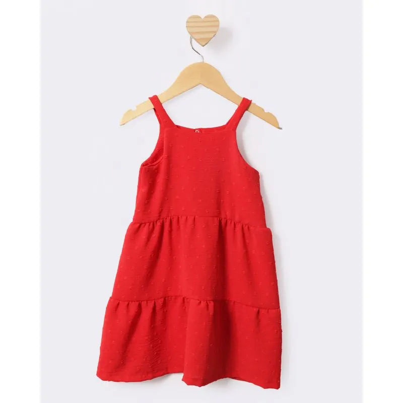 Vestido Bebê Texturizado Curto Alças Vermelho 3