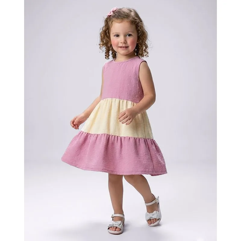 Vestido Bebê Regata Três Marias Poá Rosa 1