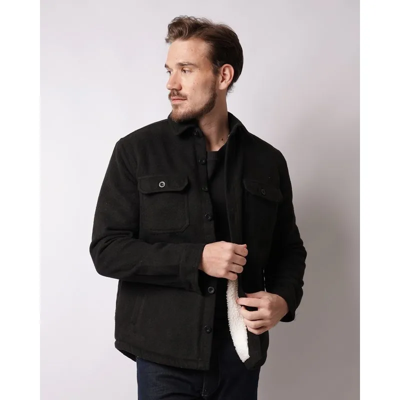 Casaco Masculino Overshirt Peluciado Com Bolsos Preto P