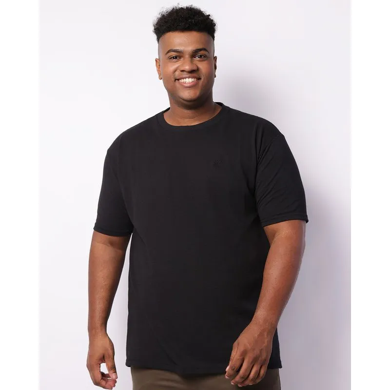 Camiseta Plus Size Masculina Texturizada Manga Curta Preta G1