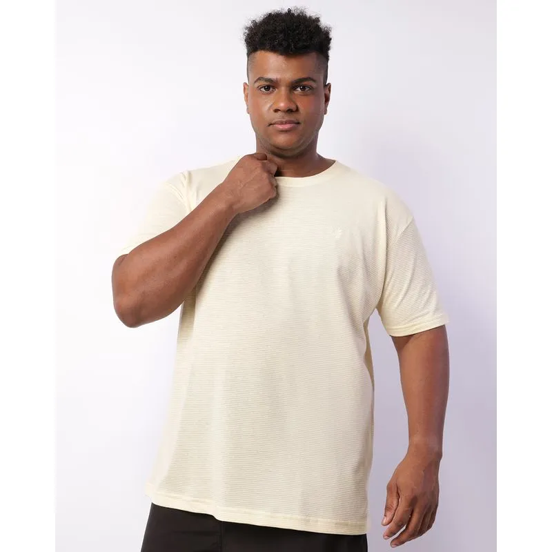 Camiseta Plus Size Masculina Texturizada Manga Curta Amarela G3