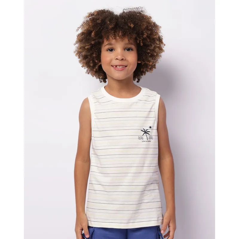 Regata Infantil Listrada Estampa Tropical Off White 4