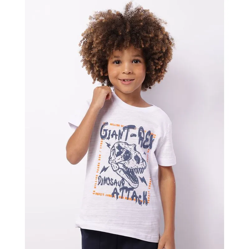 Camiseta Infantil Texturizada Estampa Emboss Branca 8