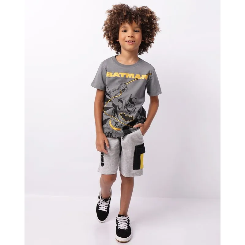 Bermuda Infantil Moletinho Cargo DC Comics Batman Cinza 10