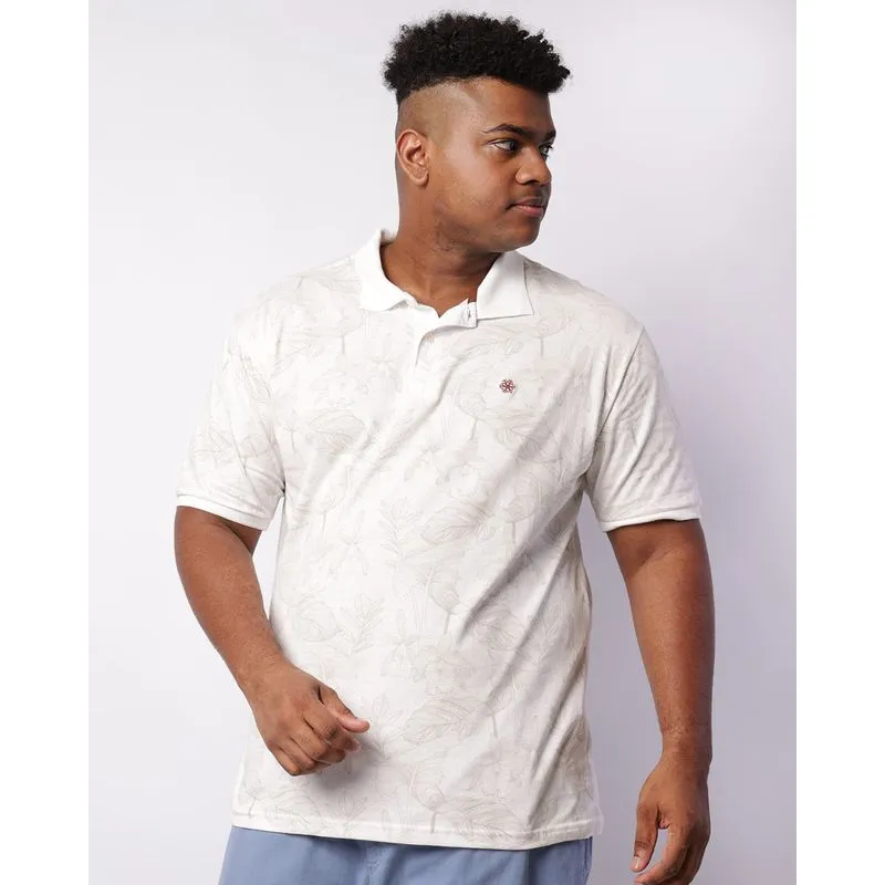 Camisa Polo Plus Size Masculina Manga Curta Estampada Off White G3