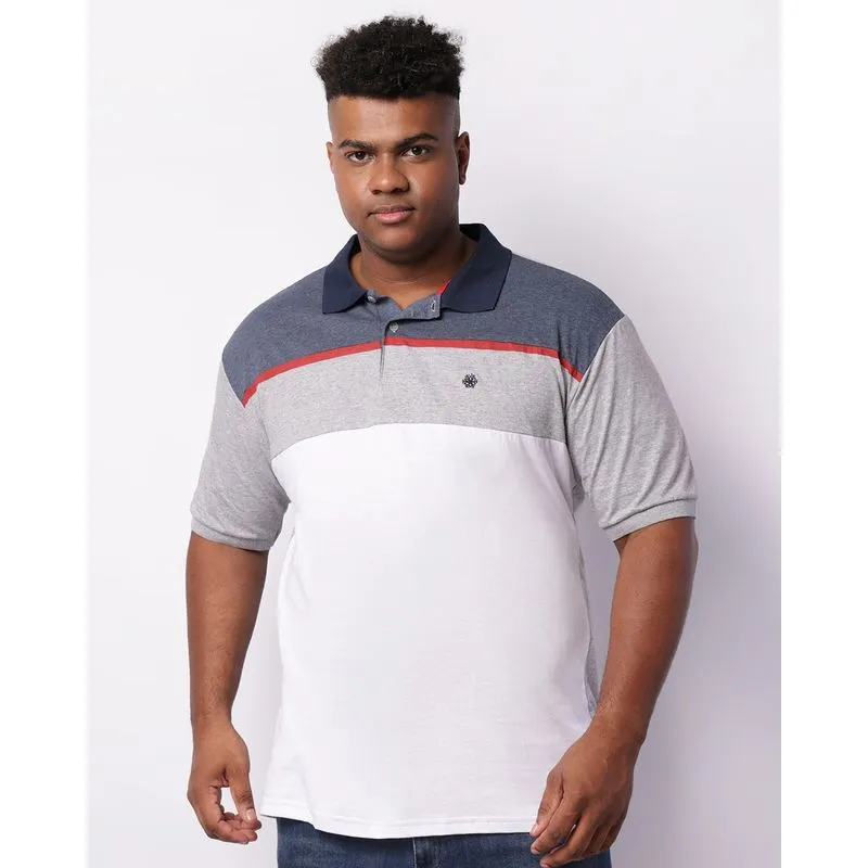 Camisa Polo Plus Size Masculina Manga Curta Recortes Cinza G1
