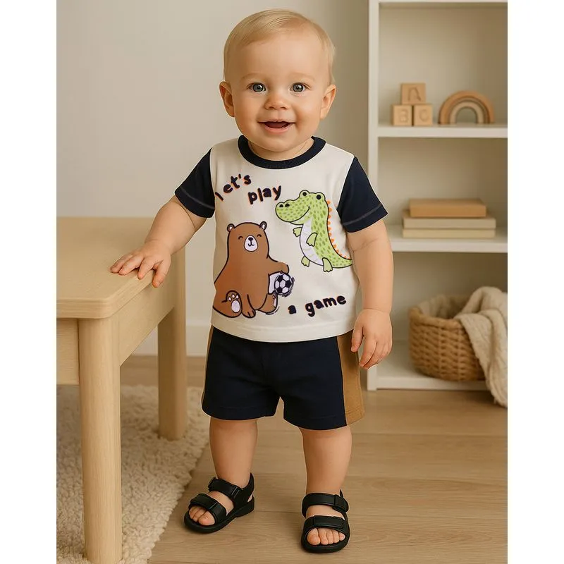 Conjunto Bebê Curto com Estampa Branco P