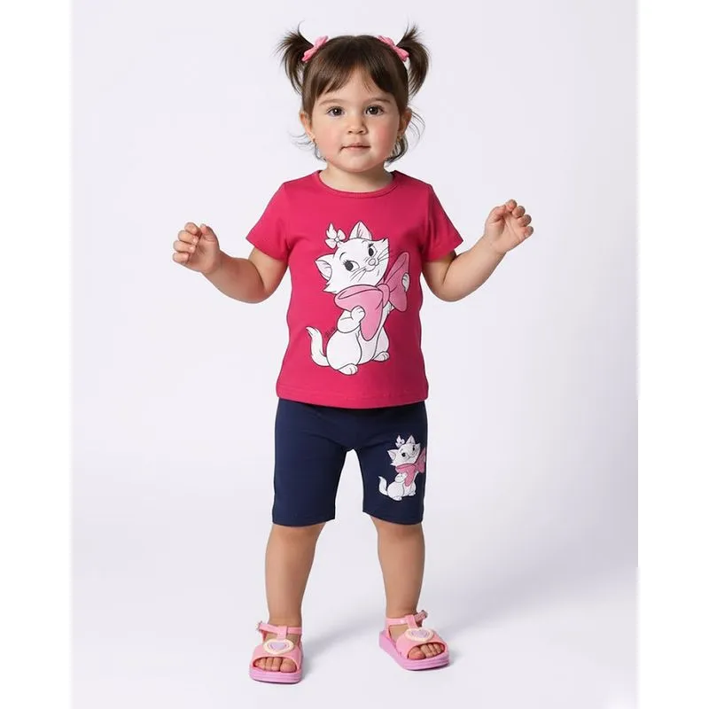 Conjunto Bebê Disney Marie Curto Glitter Rosa 1