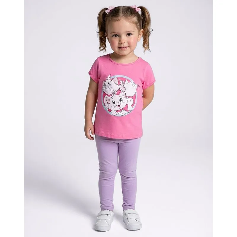 Camiseta Bebê Disney Marie Manga Curta Rosa 3