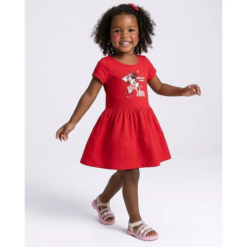 Vestido Bebê Curto Disney Minnie Três Marias Vermelho 3