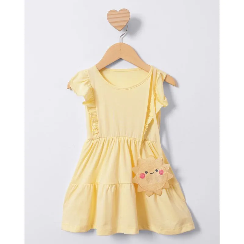 Vestido Bebê Curto Três Marias+Brinde Bolsinha Sol Amarela 1