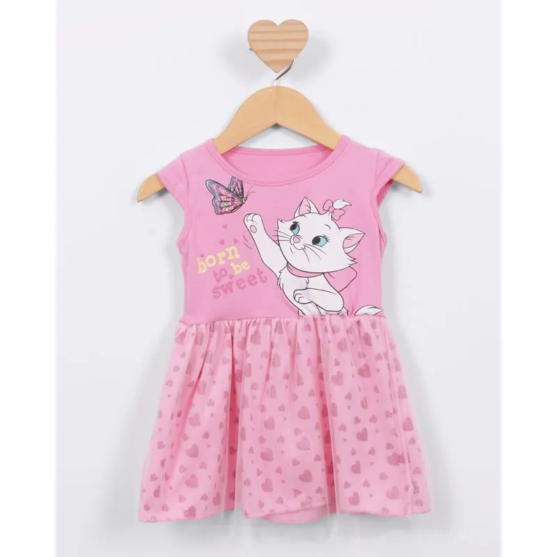 Vestido Bebê Disney Marie Curto Com Tule Rosa 1