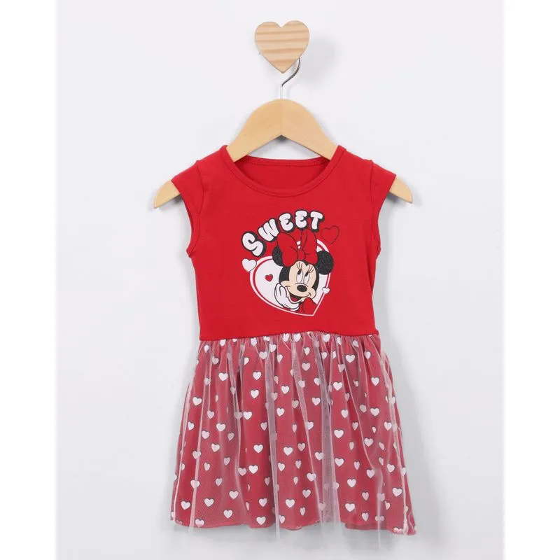 Vestido Bebê Disney Minnie Com Tule Vermelho 3