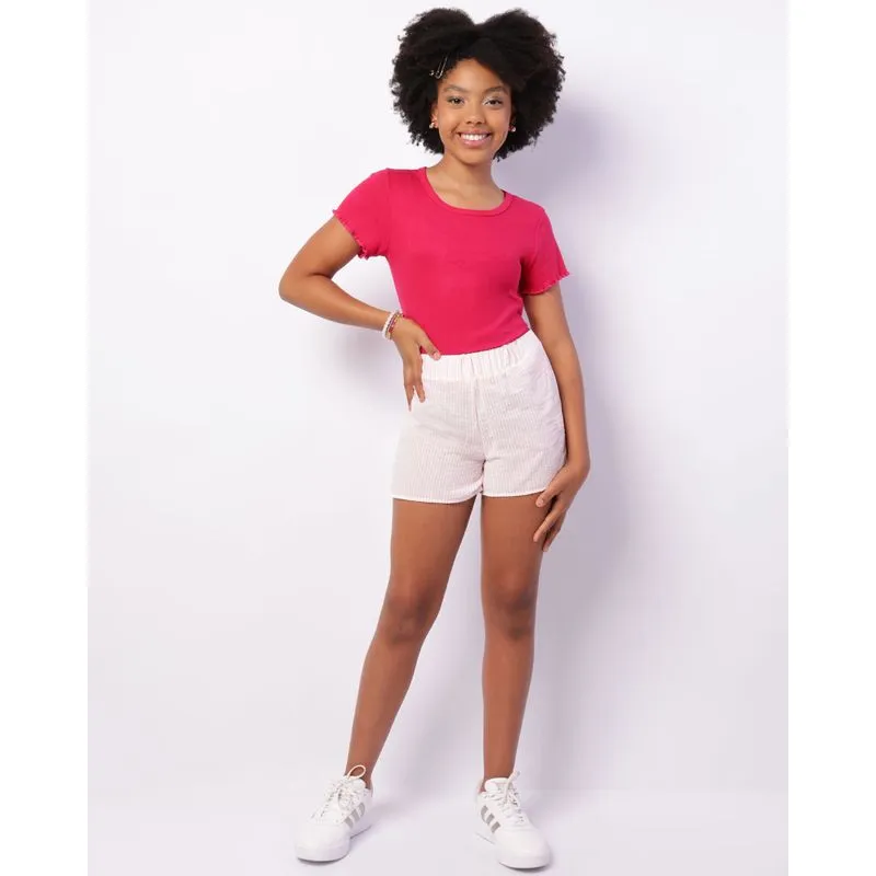 Short Juvenil Listrado Rosa 14