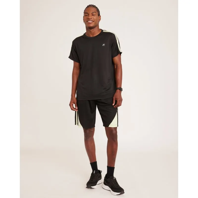 Bermuda Esportiva Masculina Dry Fit Com Recorte Preta G