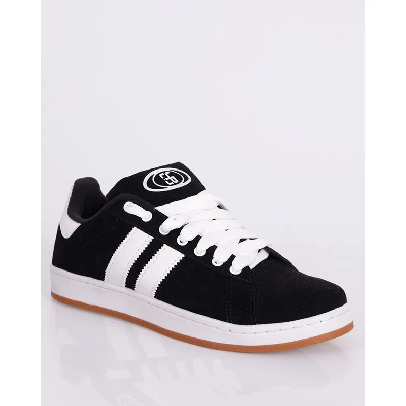 Tênis Masculino Casual Recortes Lateral Preto 39