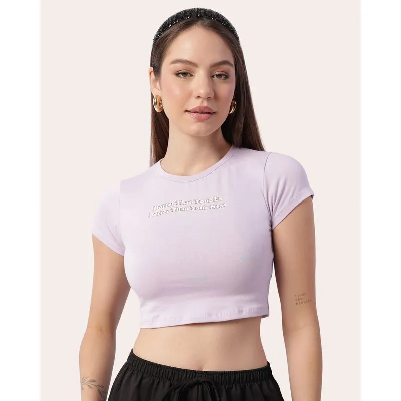 Blusa Feminina Cropped Com Estampa Lilás M