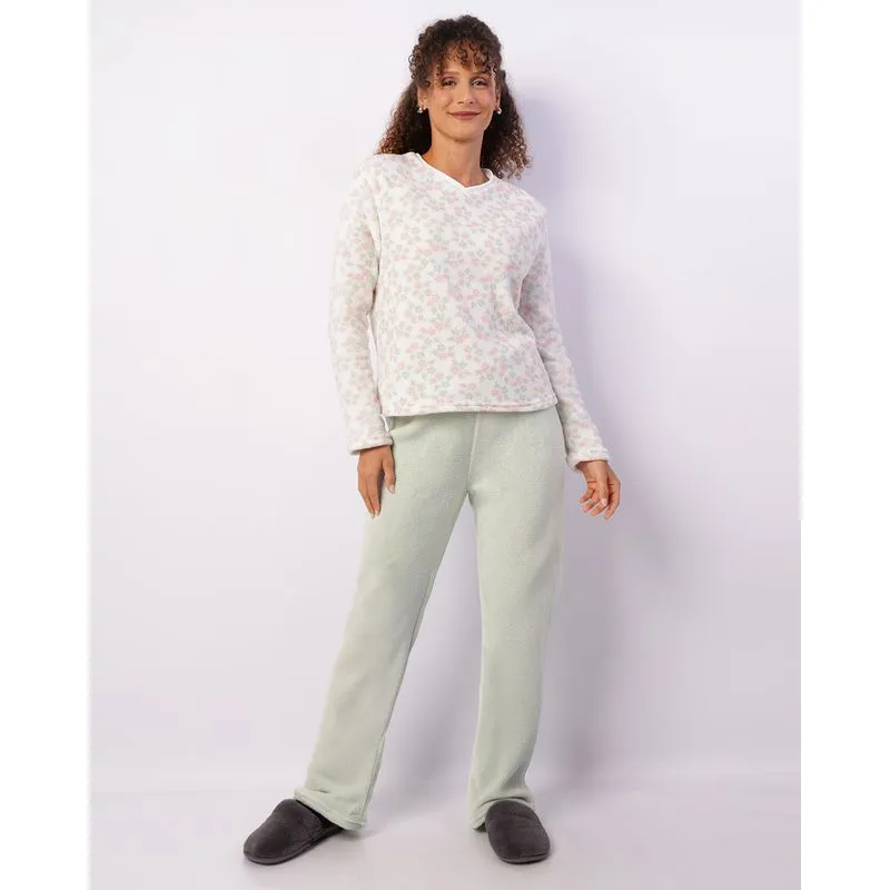 Pijama Feminino Longo Soft Floral Verde G