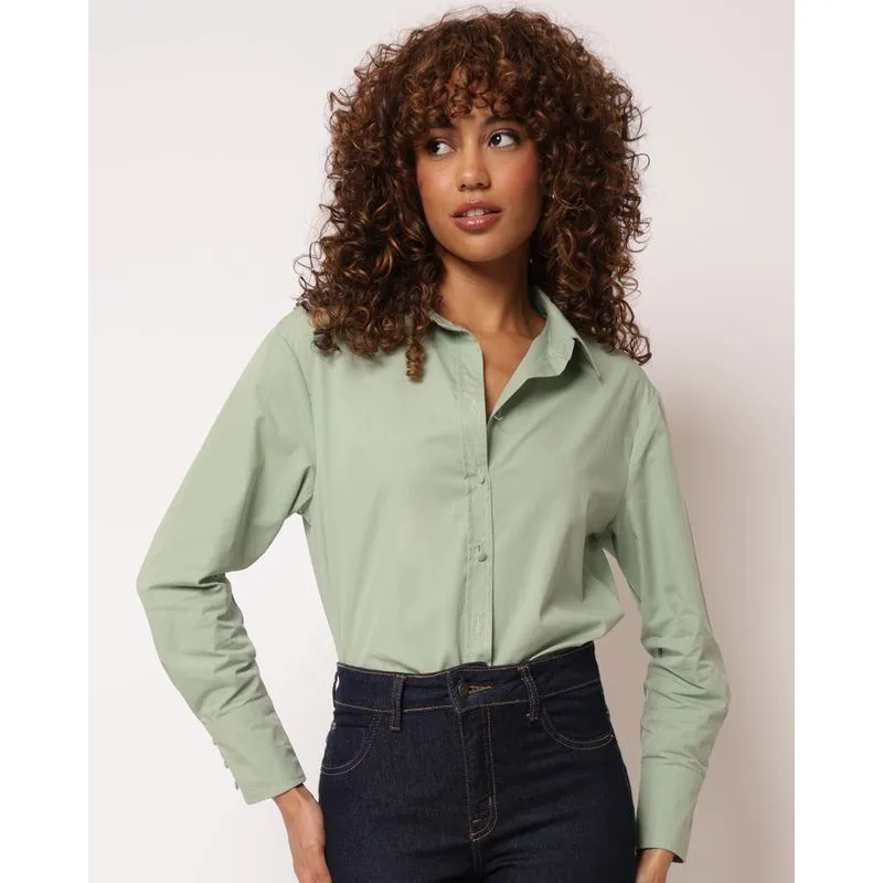Camisa Feminina Mullet Manga Longa Verde P