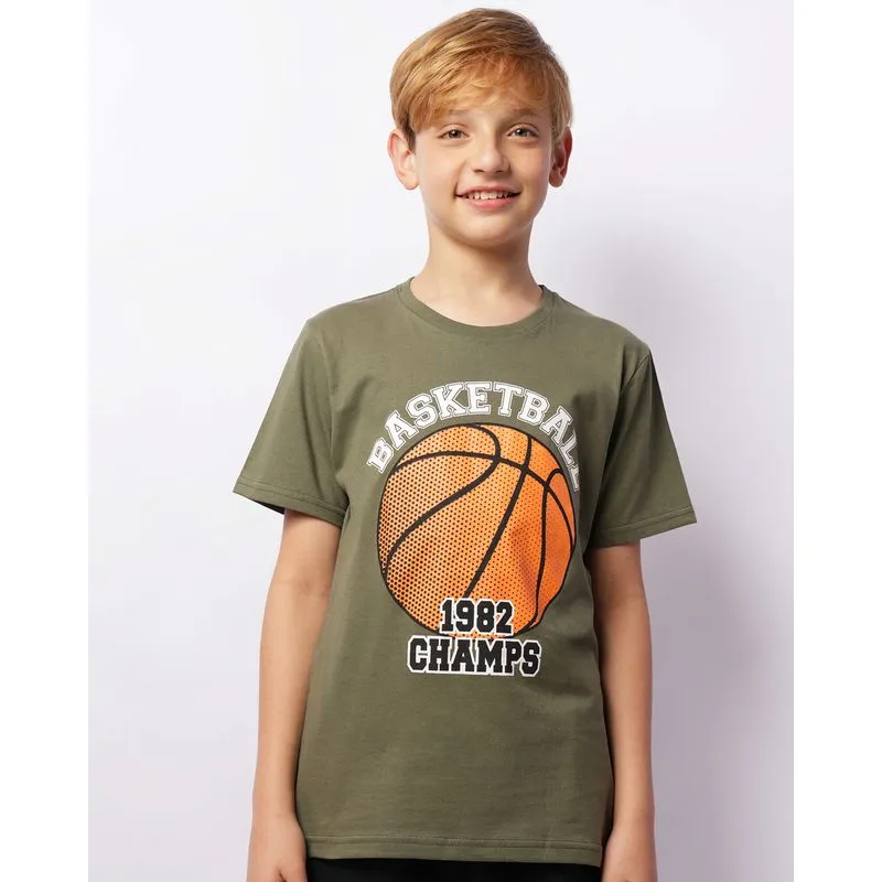 Camiseta Juvenil Manga Curta Estampa Basketball Verde 14