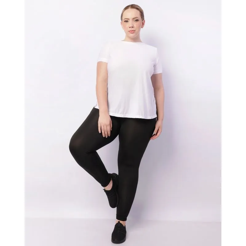 Calça Legging Feminina Plus Size Recortes Bolsos Preta G2