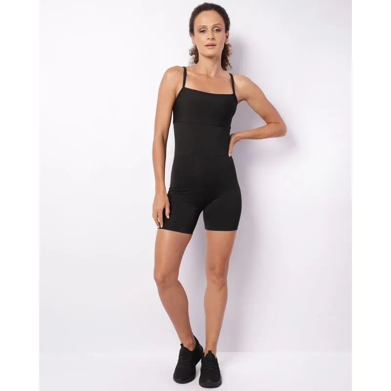 Macaquinho Fitness Feminino Curto Bojo Removível Preto P