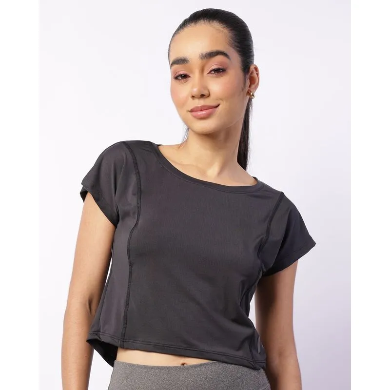 Blusa Fitness Feminina Fitter Cropped Tela Preta G