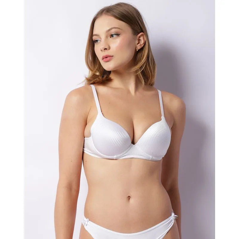 Sutiã Feminino Bojo Com Base Canelado Branco 42