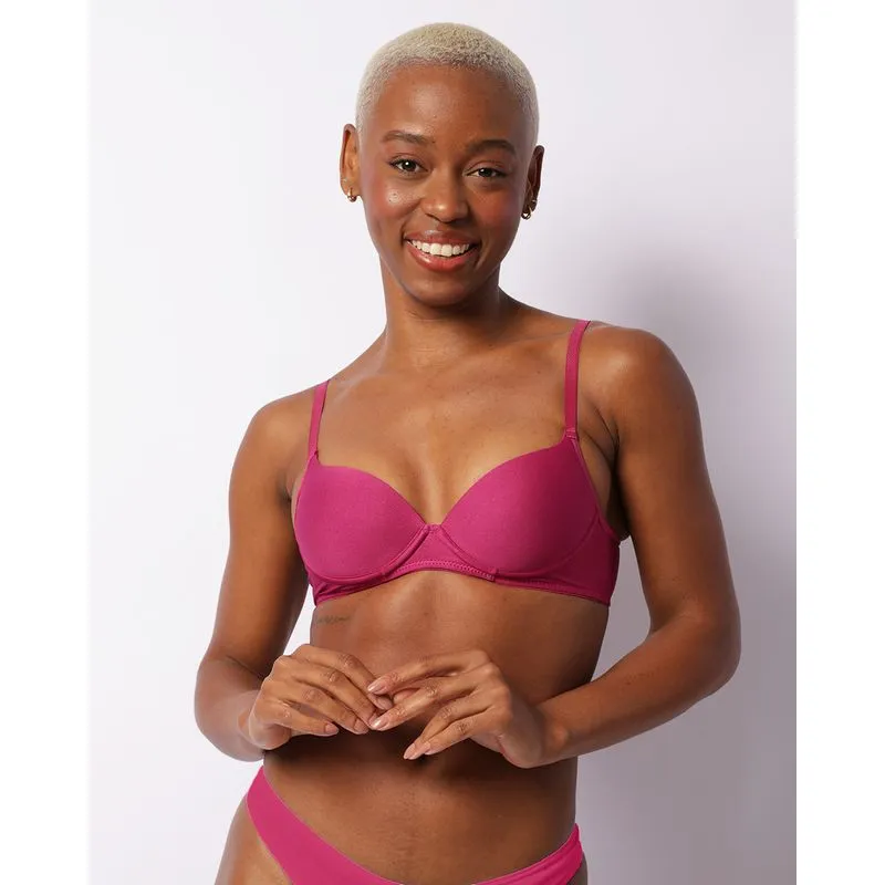 Sutiã Feminino Alcinha Base Com Bojo Rosa Escuro 42