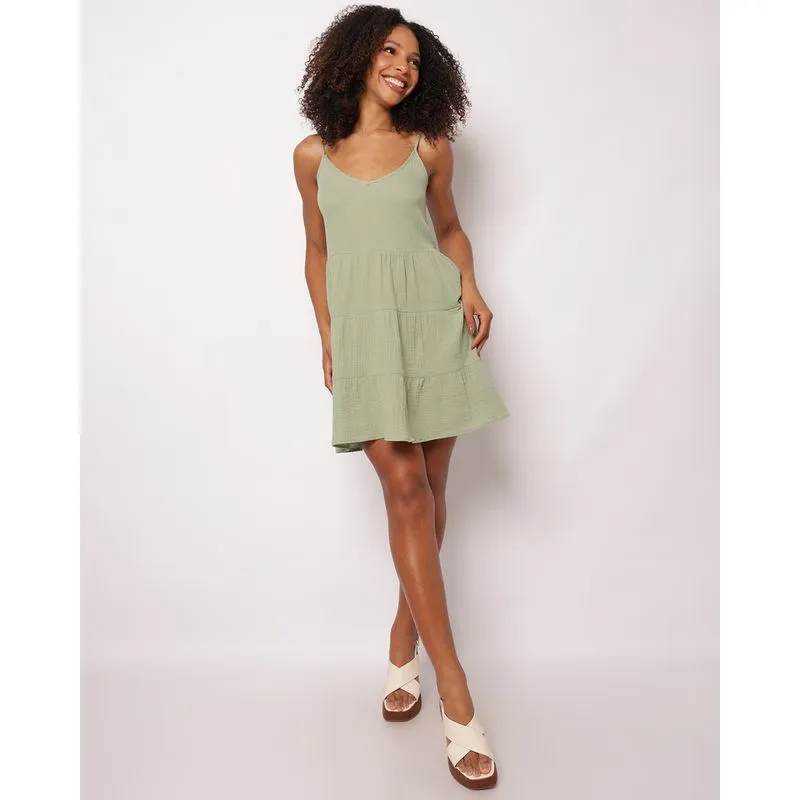 Vestido Feminino Berry & Co. Curto Algodão Três Marias Verde P