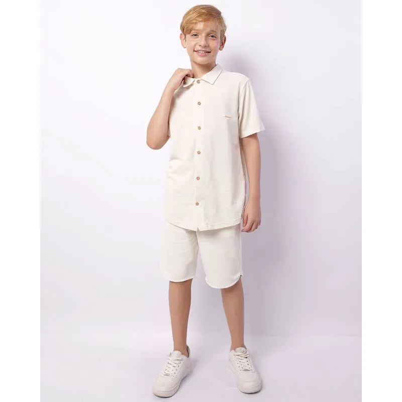 Bermuda Juvenil Reta Texturizada Com Cordão Off White 14