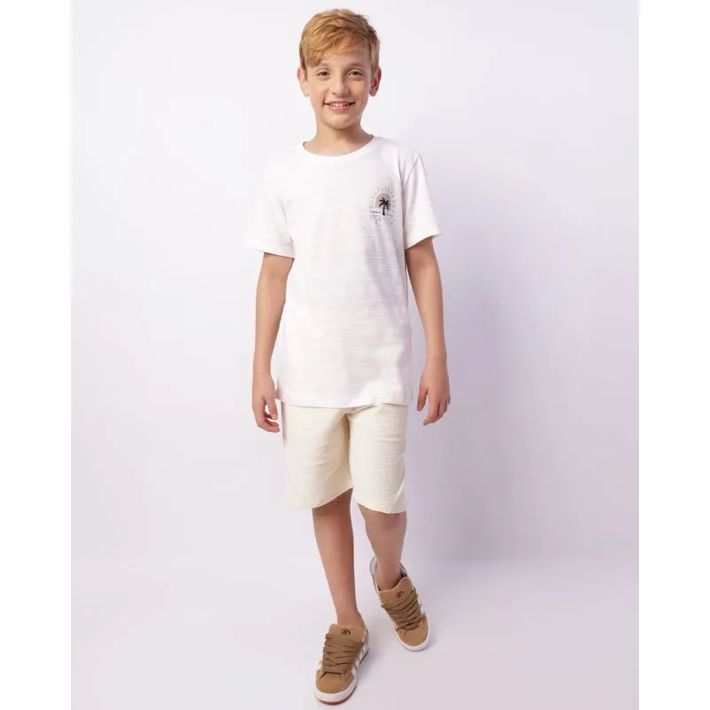 Bermuda Juvenil Reta Moletinho Texturizada Off White 14
