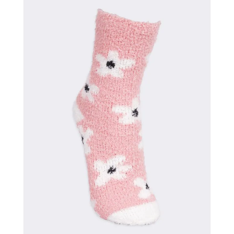 Meia Feminina Cano Alto Chenille Fitter Antiderrapante Rosa 34 A 38