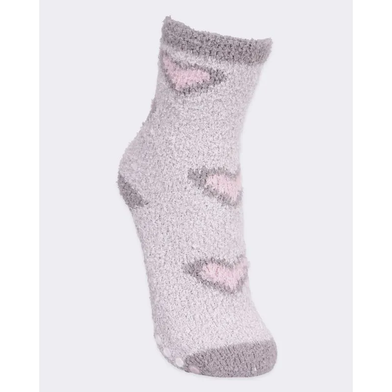 Meia Feminina Cano Alto Chenille Fitter Antiderrapante Cinza 34 A 38
