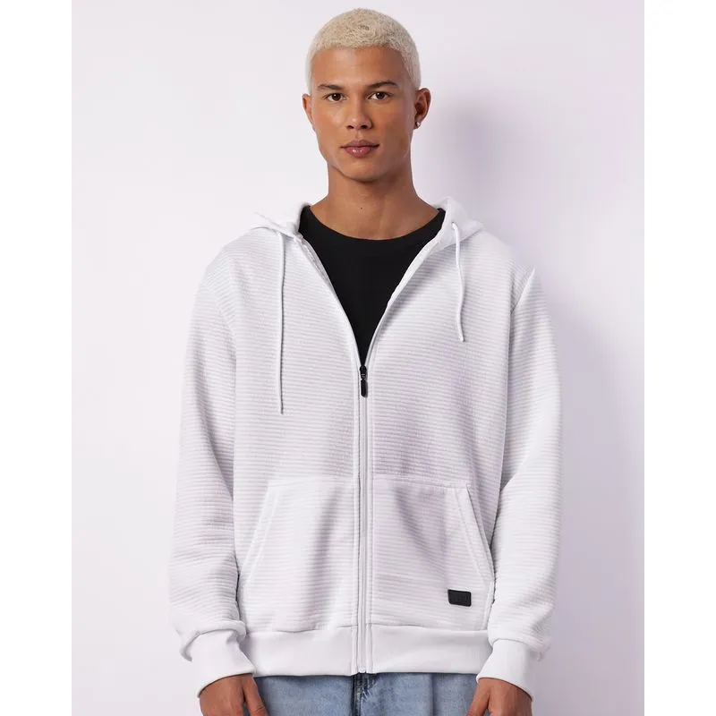 Jaqueta Masculina Texturizada Com Capuz Branca M