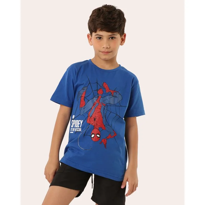 Camiseta Infantil Marvel Homem Aranha Manga Curta Azul 6