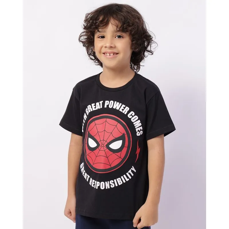 Camiseta Infantil Algodão Marvel Homem Aranha Preta 4