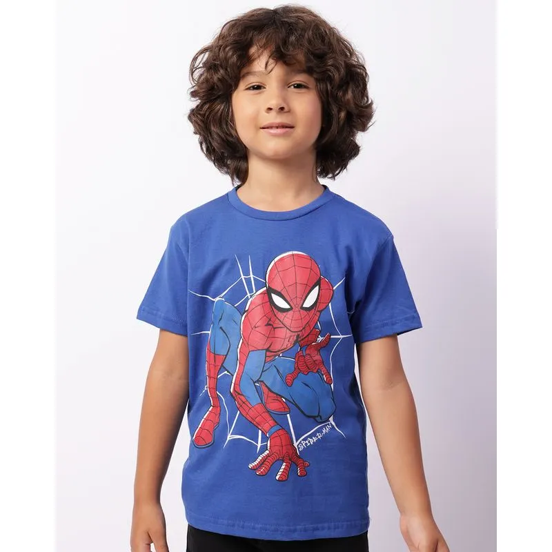 Camiseta Infantil Marvel Homem Aranha Manga Curta Azul 8