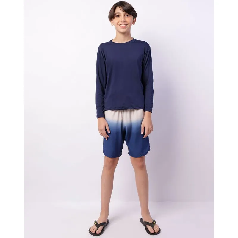 Bermuda Surf Juvenil Degradê Com Bolsos Bege e Azul 14