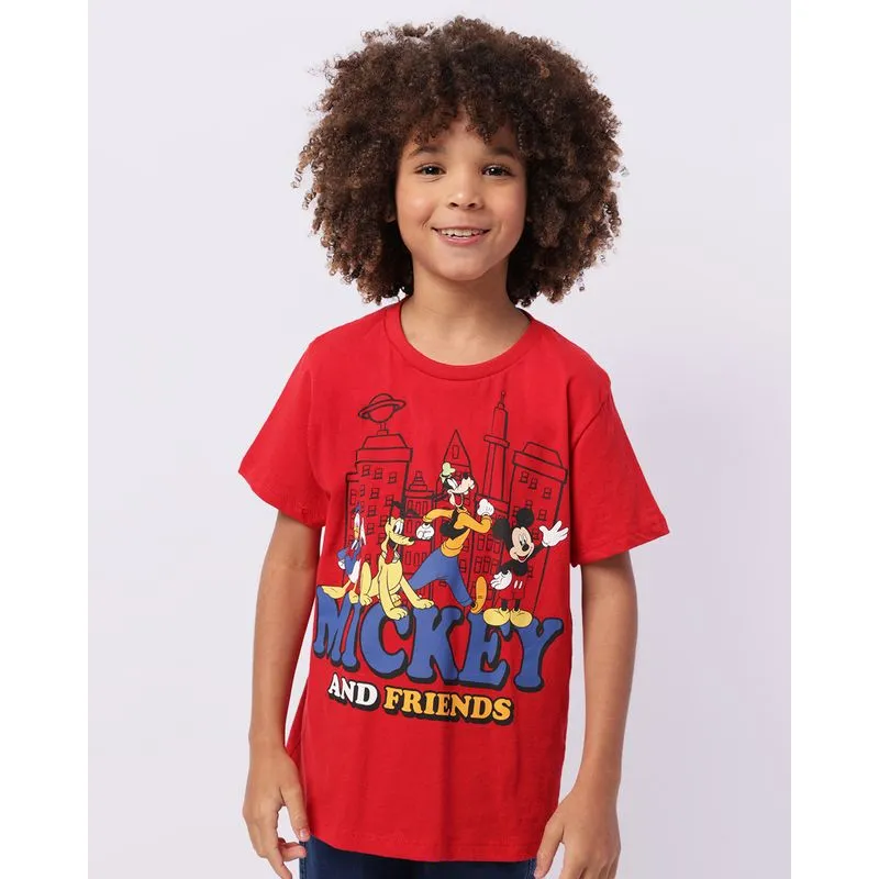 Camiseta Infantil Disney Mickey e Seus Amigos Vermelha 8