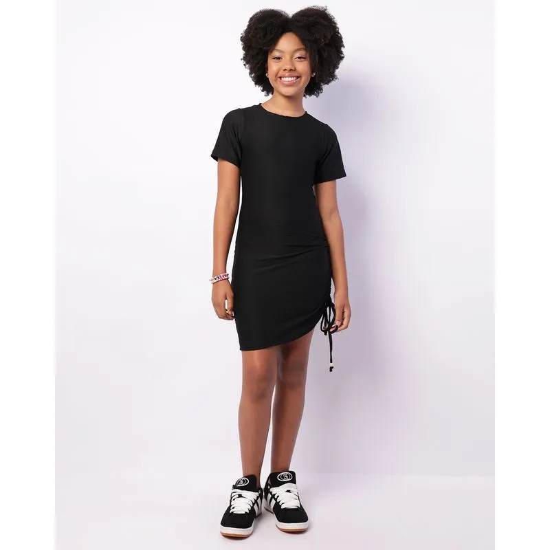 Vestido Juvenil Curto Texturizado Côlisse Preto 10