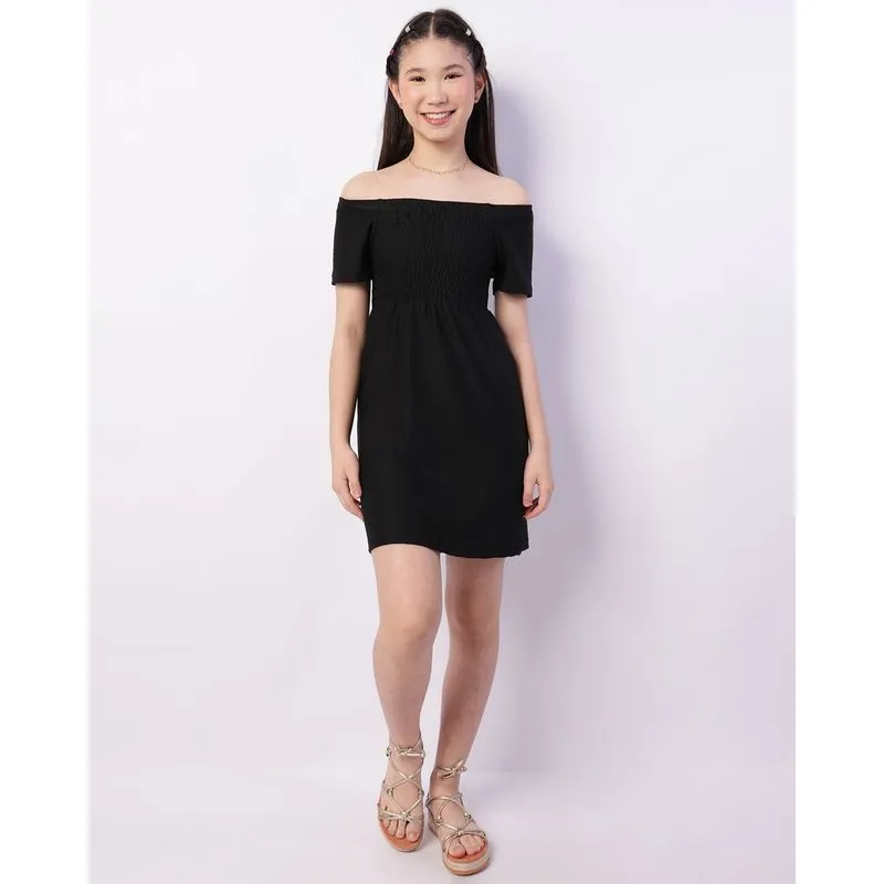 Vestido Juvenil Curto Ciganinha Lastex Preto 16
