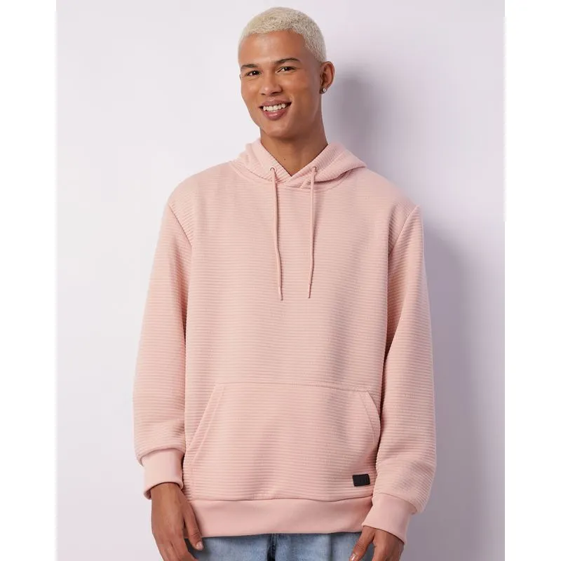 Blusão Masculino Texturizado Com Capuz Bolso Canguru Rosa GG