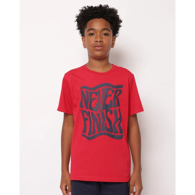 Camiseta Juvenil Algodão com Estampa Manga Curta Vermelha 12