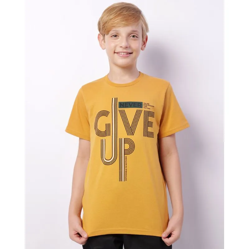 Camiseta Juvenil Estampa Frontal Manga Curta Mostarda 12