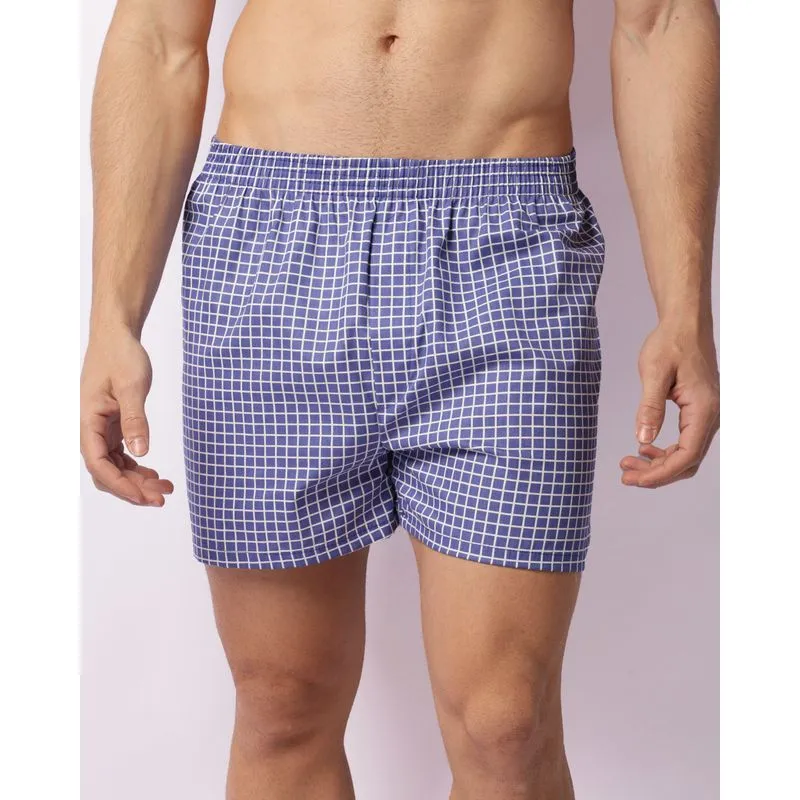 Samba Canção Masculina Quadriculada Azul P