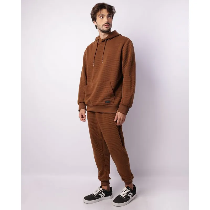 Calça Masculina Jogger Texturizada Com Cordão Marrom P
